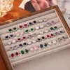 Pendientes Coloridos Explosivos de Alta Gama con Circonita Aguja de Plata S925 Moda Simple Lujo Accesible Pendientes Versátiles Pendientes Unisex