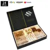 Cubiertos de Acero Inoxidable Transfronterizo de Amazon Cuchillo y Tenedor 1010 Cuchillo, Tenedor y Cuchara de Estilo Occidental Juego de 24 Piezas Cuchillo y Tenedor para Carne Caja de Regalo