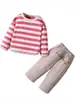 Conjunto de Sudadera de Moda Novedoso para Niños de Primavera y Otoño, Conjunto para Niños, Conjunto de Dos Piezas Rayado para Niños Pequeños