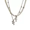 Collar Único de Perlas Cruzadas de Doble Capa para Mujer, Cadena para Clavícula de Lujo Ligero de Alta Gama, Accesorio para el Cuello