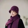 Chapéu quente de novo estilo para mulheres de meia-idade e idosas, chapéu de lã de outono e inverno, pelo de coelho de vovó, forrado com fleece, espessado, chapéu quente
