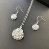 Collar y pendientes chapados en plata, los más vendidos en Europa y América, con un toque de rosa, joyería al por mayor en Wish eBay.