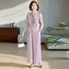 Elegante Conjunto de Verano de Manga Corta para Mamá 2026 Nueva Moda Ropa para Mujeres de Mediana Edad Rejuvenecedor Adelgazante Elegante Conjunto de Dos Piezas