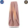 Calças Casuais Longas de Alta Qualidade Co-Branded NASA para Homens, Estilo Americano Retrô Reto Solto, Primavera e Verão