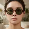 Gafas de sol redondas retro Mitin para hombre, gafas resistentes a los rayos UV, gafas de sol de color carey para mujer, gafas de sol artísticas y modernas.