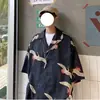 Camisa de Manga 3/4 Masculina Estilo Coreano Tendência Verão Estampada Solta Ins Manga Curta Casual Top Jovem