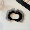 Scrunchie de malla a cuadros con estampado de leopardo, versátil y duradero, alta elasticidad, no se resbala, goma para el pelo de larga duración para mujer