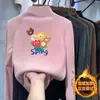 Camisa Básica Escovada para Meninas Outono e Inverno 2025 Novo Suéter Infantil Gola Alta Meia Espessura Quente Tecido Térmico Dupla Face