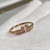 Anel de nó de corda material V ouro anel de nó anel T1 versão estreita com anel estilo diamante ouro rosa ouro 18k versátil melhor amigo