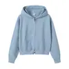 Camisa Cultural de Reunión Deportiva Rosa Sudadera con Capucha Gris Corta Uniforme de Equipo Comercio Exterior Algodón Puro Sudadera con Cremallera Hecha a Medida para Mujer