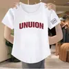 Ropa para mujer de talla grande, camiseta retro de manga corta con diseño de algodón sintético, estilo Hong Kong de verano, top chic de nicho para mujer con hombros normales