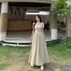 Vestido Largo con Cintura Ajustada, Diseño de Cuello en U y Manga Corta, Estilo Hepburn Francés, Galería de Verano, Atuendo de Verano Talla Grande para Mujeres con Tallas Grandes
