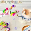 Ventosa con Resorte, Juguete para Gatos con Pluma y Cascabel, Alivio del Aburrimiento Felino, Adhesivo, Juguete de Peluche para Autoentretenimiento