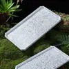 Restaurante de Hot Pot Estilo Montaña Plato Rectangular con Patrón de Piedra para Lonchas de Res, Plato Artístico de Copos de Nieve para Shabu-Shabu de Res, Vajilla de Melamina para Uso Comercial