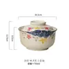 Tazón de cerámica para fideos instantáneos Vajilla para el hogar chino Tazón para fideos de caracol Tazón grande Tazón para sopa ramen con tapa Dormitorio Cantina Tazón de arroz