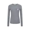 Camiseta Básica de Punto Gris Simple Única para Mujer, Suéter para Capas de Otoño e Invierno con Diseño Elegante, Top de Manga Larga para Mujer