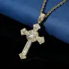 Popular Tendencia Estilo Americano Cobre Zircón Cadena Retorcida Full Diamond Cruz Collar Personalizado para Hombre Joyería Hip-Hop Venta al por Mayor