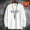 Moletom com Forro de Lã para Homens, Outono e Inverno, Estilo Coreano, Caimento Solto, Novo Casual Tendência Manga Longa Gola Redonda Estilo Ins Outerwear Estudantil