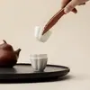 Pinzas para Té de Madera Maciza, Clips para Tazas de Té de Madera de Nogal y Ébano Negro, Soportes para Tazas Anti-quemaduras, Accesorios de Seis Piezas para Juego de Té Kung Fu