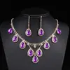 Exquisito Conjunto de Collar y Pendientes de Diamante de Cristal con Forma de Gota de Agua Accesorios para Ropa de Boda Nupcial Venta al por Mayor Gota de Agua Esmeralda