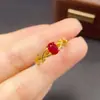 Anillo de Rubí Natural Transfronterizo Accesorios para Mujer Nicho de Gama Alta Joyería de Plata 925 4*6mm Moda Venta Directa de Fábrica