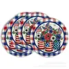 Bestseller de Amazon: Manteles Individuales Redondos Antideslizantes con Estampado del 4 de Julio Día de la Independencia para Decoración de Mesa de Cocina