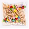 100 Palillos de Bambú Desechables para Fruta, Tenedores de Fruta, Palillos de Cóctel, Lindos Productos de Bambú, Palillos Creativos de Flor, Cadenas de Cuentas al por Mayor