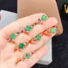 Ventas Directas de Fábrica Transmisión en Vivo Mismo Estilo que Celebridad de Internet Joyería Serie Simple para Sesión de Fotos Callejeras Anillo de Esmeralda Natural Chapado en Oro Plata 925