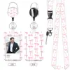 Porta-Crachá Metálico com Clipe de Laço Rosa Fofo com Cordão para Crachá de Identificação de Funcionário de Escritório