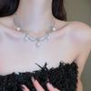 Collar con borlas de perlas y mariposas de amor de temperamento coreano, cadena de clavícula de alto sentido de moda de nicho, collar de Joker al por mayor