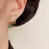 Brincos de Franja Folha Verde Gota d'Água com Zircônia Integral Nova Moda de Verão Exquisitos Versáteis Super Brilhantes para Mulheres