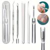 Fábrica de aço inoxidável unha groove nail picking spoon 3 peças conjunto de duas cabeças unha dispositivo de escolha de unha esmalte unha polimento unha ferramenta pedicure
