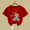 Moda de Niña Nueva Colección Primavera Verano 2026 Algodón Puro Camisetas de Manga Corta para Niños Estampado de Dibujos Animados