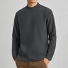 Camiseta de seda y lana pesada de 300 g para hombre, de manga larga, con forro polar, cálida, de cuello semialto, de terciopelo de doble cara y cuello medio.