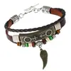 Pulseras de Cuero Tejidas a Mano con Cuentas Punk Europeas y Americanas, Pulseras de Cuero Vintage de Aleación para Parejas, Joyería, Suministro para Comercio Electrónico Transfronterizo