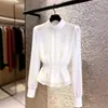 Nueva Camisa Blanca de Manga Larga con Diseño Francés para Mujer Verano 2026, Corte Entallado, Elegante Top de Moda para Mujer Tallas Grandes