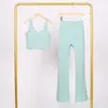 Conjunto de Chaleco Lulu U y Pantalones Acampanados, Ajustado con Cuello Alto, Cremallera Dorada Elástica, Conjunto para Fitness Yoga