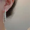 Brincos de Franja com Corrente Prateada, Versáteis e Modernos Brilhantes Brincos de Franja de Camada Dupla, Brincos de Luxo Leve e High-End para Mulheres