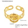 Anillo Retro Soñador Diseño Anillo Geométrico Hueco Luz Lujo Elegante Acero Inoxidable Chapado en Oro Juego de Anillos en Stock