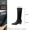 Botas de Montar Cuadradas de 9 cm de Altura, Directo de Fábrica para Mujer, Nuevo Estilo Otoño e Invierno 2026, Tacón Kitten, Forradas de Borrego, Cierre Trasero, Botas Largas
