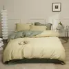 Conjunto de Roupa de Cama de Algodão de Fibra Longa Estilo Luxo Leve de 100 Fios Conjunto de Quatro Peças Conjunto de Três Peças 100% Algodão Fronha para Edredom Lençol com Elástico Roupa de Cama