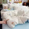 Juego de cuatro piezas de gasa de doble capa de algodón puro Clase A para madres y bebés, sábana de cama 100% algodón, funda de edredón, juego de tres piezas para cama de dormitorio de estudiante de una sola pieza 4