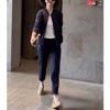 23609 Daaimaiyiyuan Otoño 2025 Nueva Chaqueta Cardigan de Manga Larga a la Moda para un Look Juvenil, Pantalones Casuales Adelgazantes para Mujer