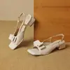 2024 nuevo boca de pez con lazo después de sandalias huecas una generación de marea de pelo zapatos de mujer 32-43 zapatos de comercio exterior mujer