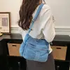 Bolso cruzado de un solo hombro de mezclilla de moda 2026 para mujer, bolso de mano informal con múltiples bolsillos de gran capacidad para el trabajo