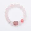 Pulsera de Cuarzo Rosa Rodolita Natural para Mujer, Cristal Despertador León de Fluorita, Cuentas Budistas, Pulsera, Joyería con Cuentas, Venta al por Mayor de Gran Éxito