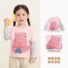 Kaka Panda Roupas Infantis Camiseta Falsa de Duas Peças Manga Longa para Crianças Roupas de Outono para Meninos Segunda Pele para Meninas Top de Outono para Bebê