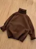 Suéter Infantil Estilo Coreano 2026, Tejido Grueso, Color Sólido, Camiseta Base de Cuello Alto, Suéter Grueso de Punto para Niños y Niñas