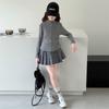 Conjunto de Primavera y Otoño para Niñas 2025 Nueva Moda Estilo Coreano Conjunto de Falda a Cuadros para Niños Mayores Transfronterizo