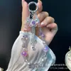 Corrente para Celular Borboleta Zircônia de Alta Resistência, Corrente de Pulso para Celular, Contas de Cristal Peroladas, Corrente para Pendurar Capa de Celular Atacado